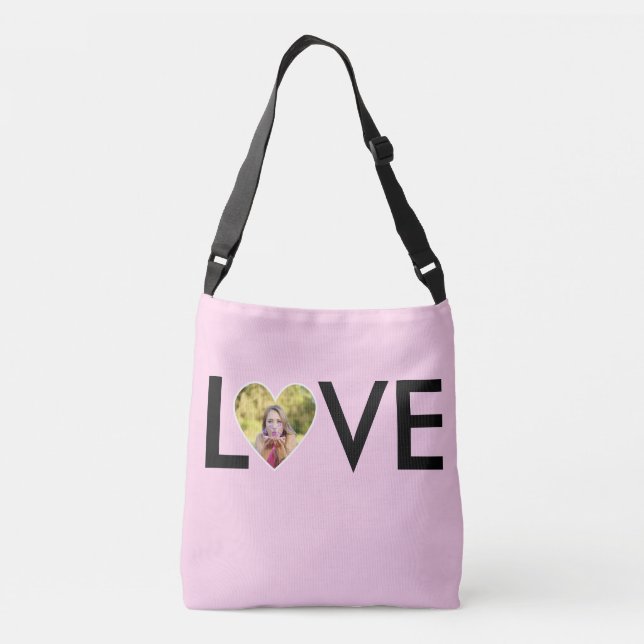 Sac Ajustable Photo personnalisée dans le cadre de coeur rose bé (Dos)