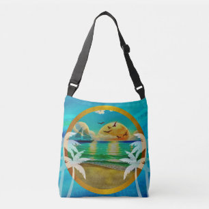 Sac Ajustable Plage Tropicale Moderne Palmiers Coucher de Soleil