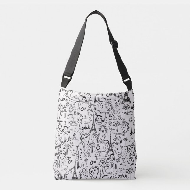 Sac Ajustable Plan de la scène Paris Rue Noir & Blanc (Devant)
