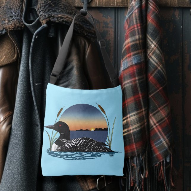Sac Ajustable Plongeon commun serein Coucher de soleil Bleu Faun (Créateur téléchargé)