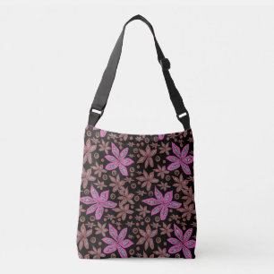 Sac Ajustable Pods floraux Brown & Fuchsia sur Black Fourre-tout