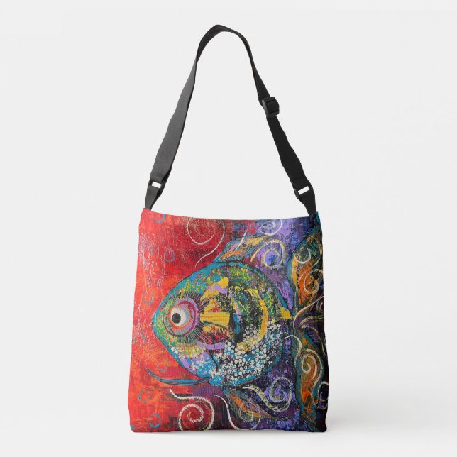 Sac Ajustable Poisson tropical dans les violets et les rouges (Dos)