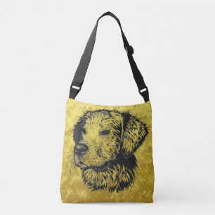 Sac Ajustable Portrait de chiot de récupérateur d'or en noir et 