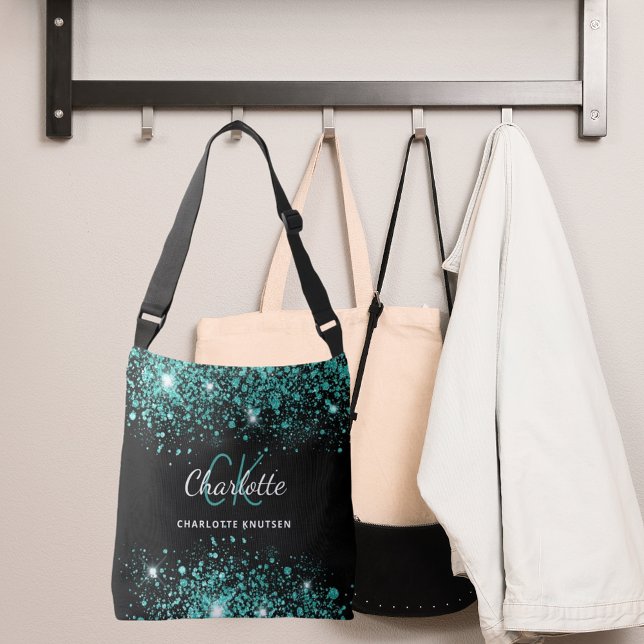 Sac Ajustable Poussière de paillettes vert sarcelle noir monogra (Créateur téléchargé)