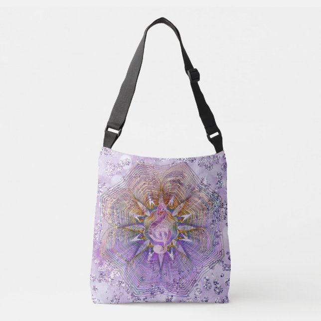 Sac Ajustable Prisme Florale Violet Treble Clef Bokeh Bling (Devant)