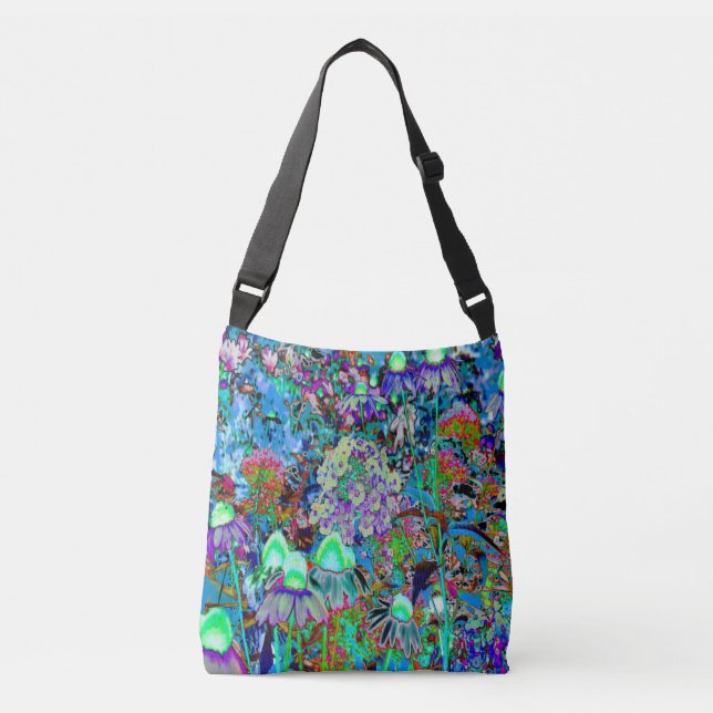 Sac Ajustable Purple psychédélique et fleurs de jardin vert citr (Devant)