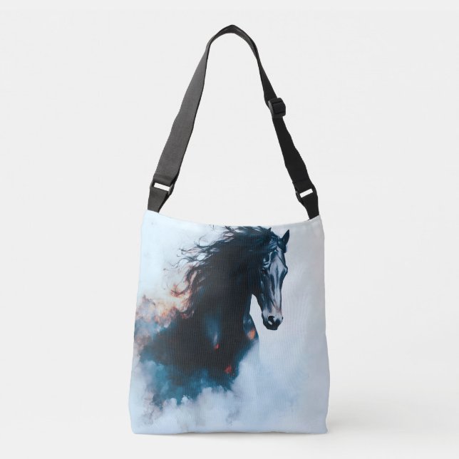 Sac Ajustable  Racing Black Horse Portrait Minimalist (Devant)