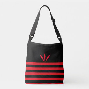 Sac Ajustable Rayures noires et rouges modernes avec plumes roug