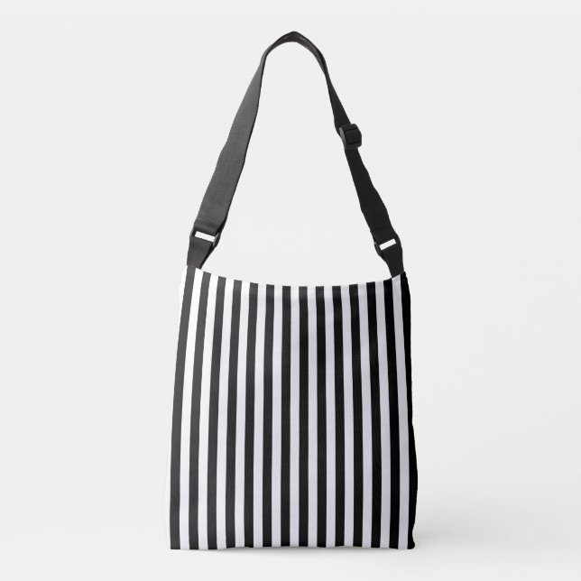 Sac Ajustable Rayures verticales noires et blanches classiques (Devant)