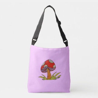 Sac Ajustable Red Mushroom with light purple background Tote