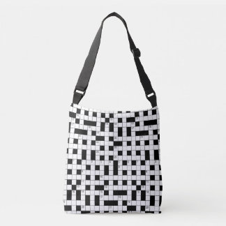 Sac Ajustable Retro Black White Crossword Puzzle Pattern