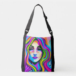 Sac Ajustable Retro Portrait d'une femme avec les cheveux arc-en