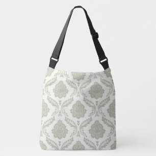 Sac Ajustable Rococo Damassé Grand Motif Vert sur Crème