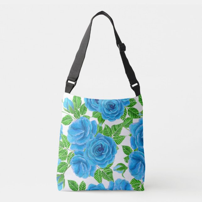 Sac Ajustable Rose bleu aquarelle motif transparent (Devant)