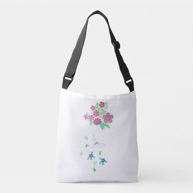 Sac Ajustable Rose, bleu et vert Design Fourre-tout (Devant)