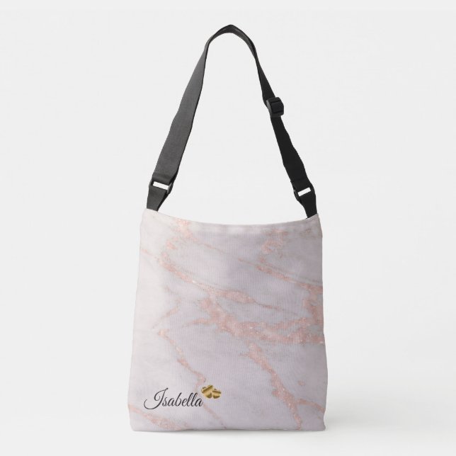 Sac Ajustable Rose de luxe Pink Blush Parties scintillant Marble (Devant)
