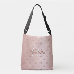 Sac Ajustable Rose gold monogramme nom élégant 
