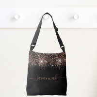 Rose noir parties scintillant or script monogramme
