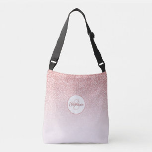 Sac Ajustable Rose Parties scintillant or rose Ombre Monogramme