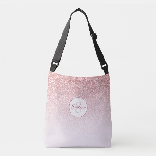 Sac Ajustable Rose Parties scintillant or rose Ombre Monogramme (Devant)
