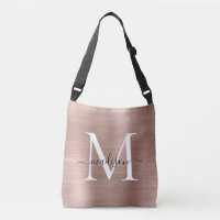 Rose Rose Or Monogramme Chic Brossé métal Script