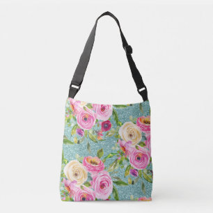 Sac Ajustable Roses d'aquarelle en Parties scintillant Aqua rose