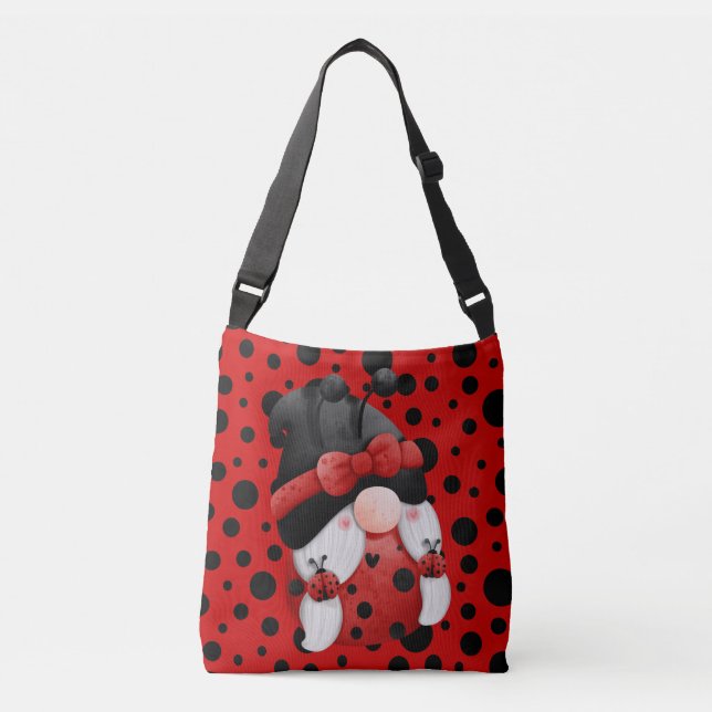 Sac Ajustable Rouge Gnome avec Pois noirs (Devant)