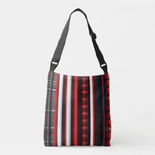 Sac Ajustable Rouge Noir Abstrait Plaid Collection tendance