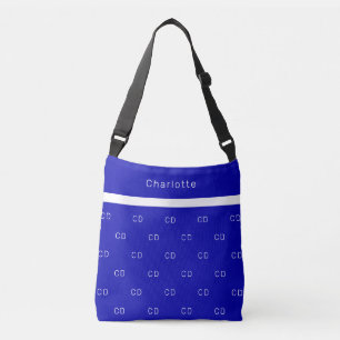 Sac Ajustable Royal bleu blanc monogramme initiales nom du motif