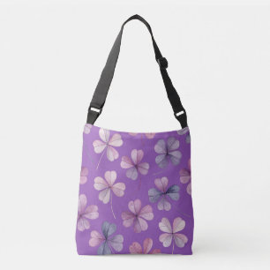 Sac Ajustable “Sac à bandoulière floral violet – Motif trèfle ro