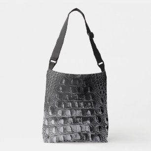 SAC AJUSTABLE SATIN GRIS EN CUIR D'ALLIGATOR DU CRU "HORNBACK"