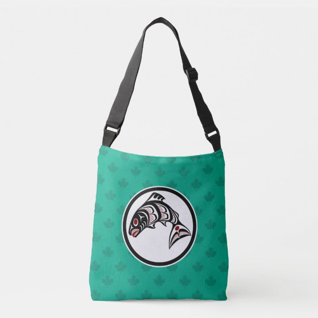 Sac Ajustable Saumon d'art amérindien Red Black Haida (Devant)