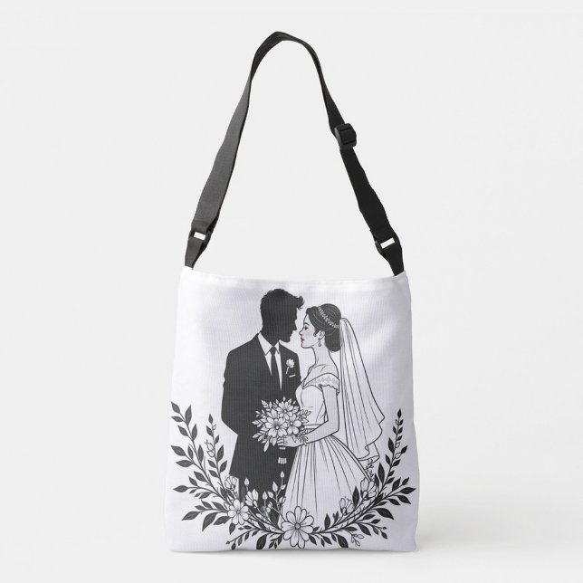 Sac Ajustable Se marier (Front of Tote Bag Wedding Couple Silhouette!)