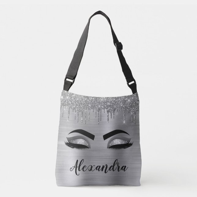 Sac Ajustable Silver Glitter Sparkle Eyelashes Monogram (Devant)