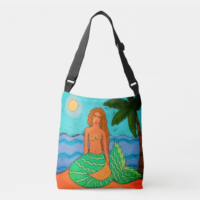 Sac Ajustable Sirène et palmier Art Abstrait (Devant)