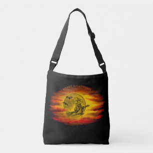 Sac Ajustable Sorcière volante avec chat noir, nuit halloween