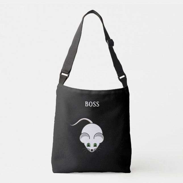 Sac Ajustable Souris blanc et calligraphie (Devant)