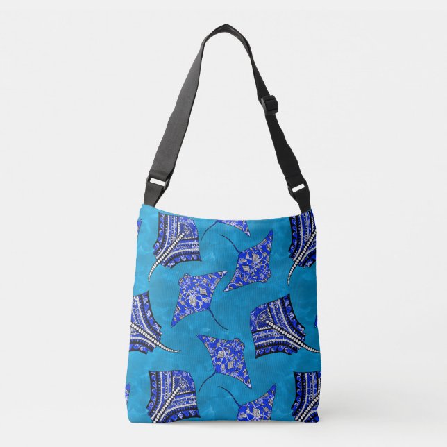 Sac Ajustable Stingray Tribal Bleu Océan (Devant)