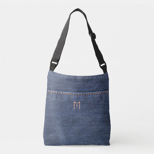 Sac Ajustable Style de denim de blues-jean, monogramme de photo (Devant)