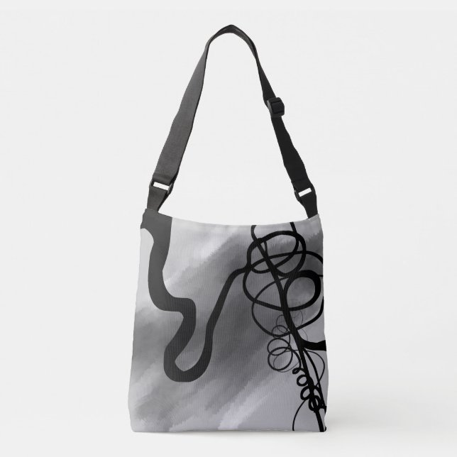 Sac Ajustable Sur la grille : gris Abstrait, noir et blanc (Devant)