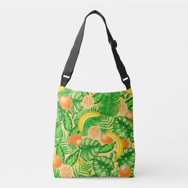 Sac Ajustable Tangerines, bananes et feuilles tropicaux (Devant)