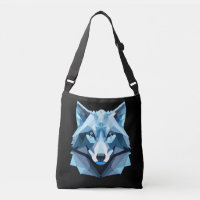 Tête de loup géométrique bleue
