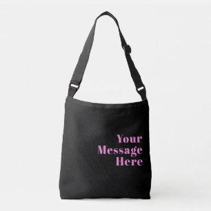 Sac Ajustable Texte éditable rétro-moderne Noir et rose