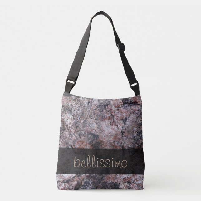 Sac Ajustable Texture rosâtre de roche de géologie tout texte (Devant)