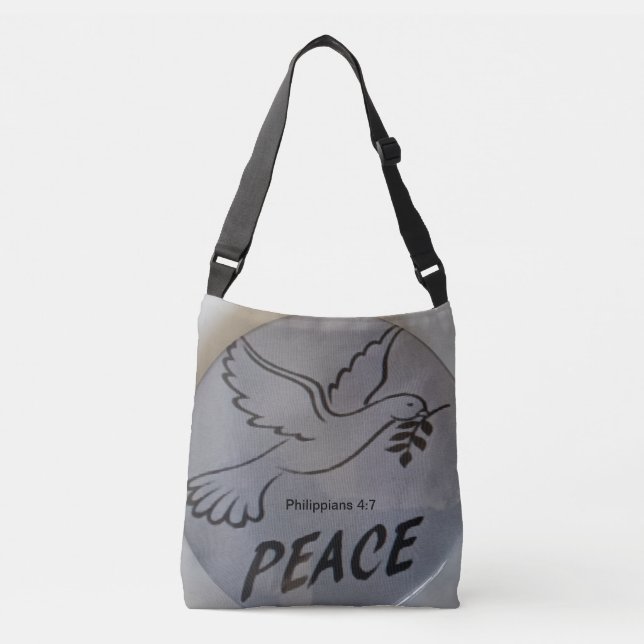 Sac Ajustable The bag features peace dove and scripture. (Devant)