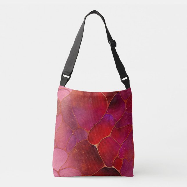 Sac Ajustable Toile d'or Abstraite sur Violet, Violet et Magenta (Devant)