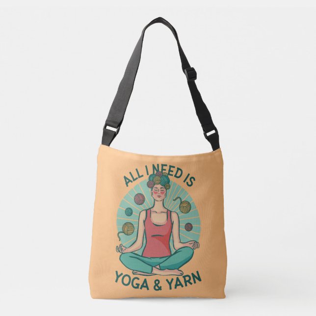 Sac Ajustable Tout ce dont j'ai besoin est Yoga et Yarne Phrase (Devant)