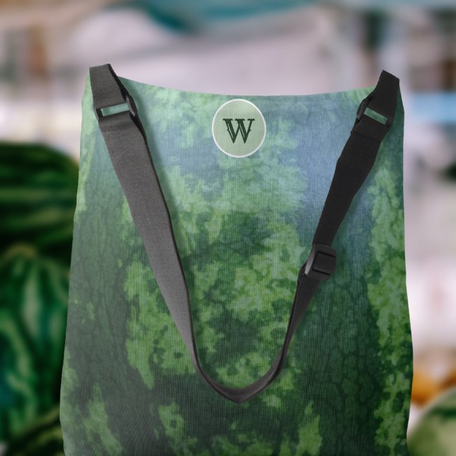 Sac Ajustable Trendy Watermelon Fruit Rind Monogramme Vert (🍉Perfect to carry on National Watermelon Day! Just add your initial 🍉)