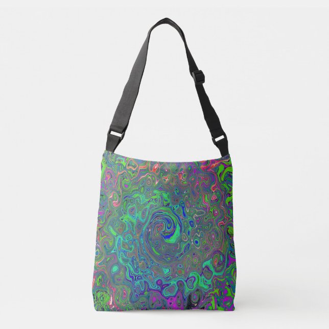 Sac Ajustable Trippy Chartreuse et Blue Retro Liquid Swirl (Devant)