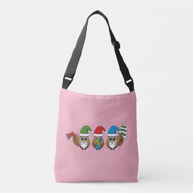 Sac Ajustable Trois chouettes naines de Noël amusantes (Devant)